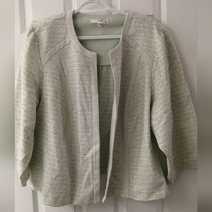 Studio One New York Cropped Bouclé Blazer Jacket 22W – Sage Green with Trim